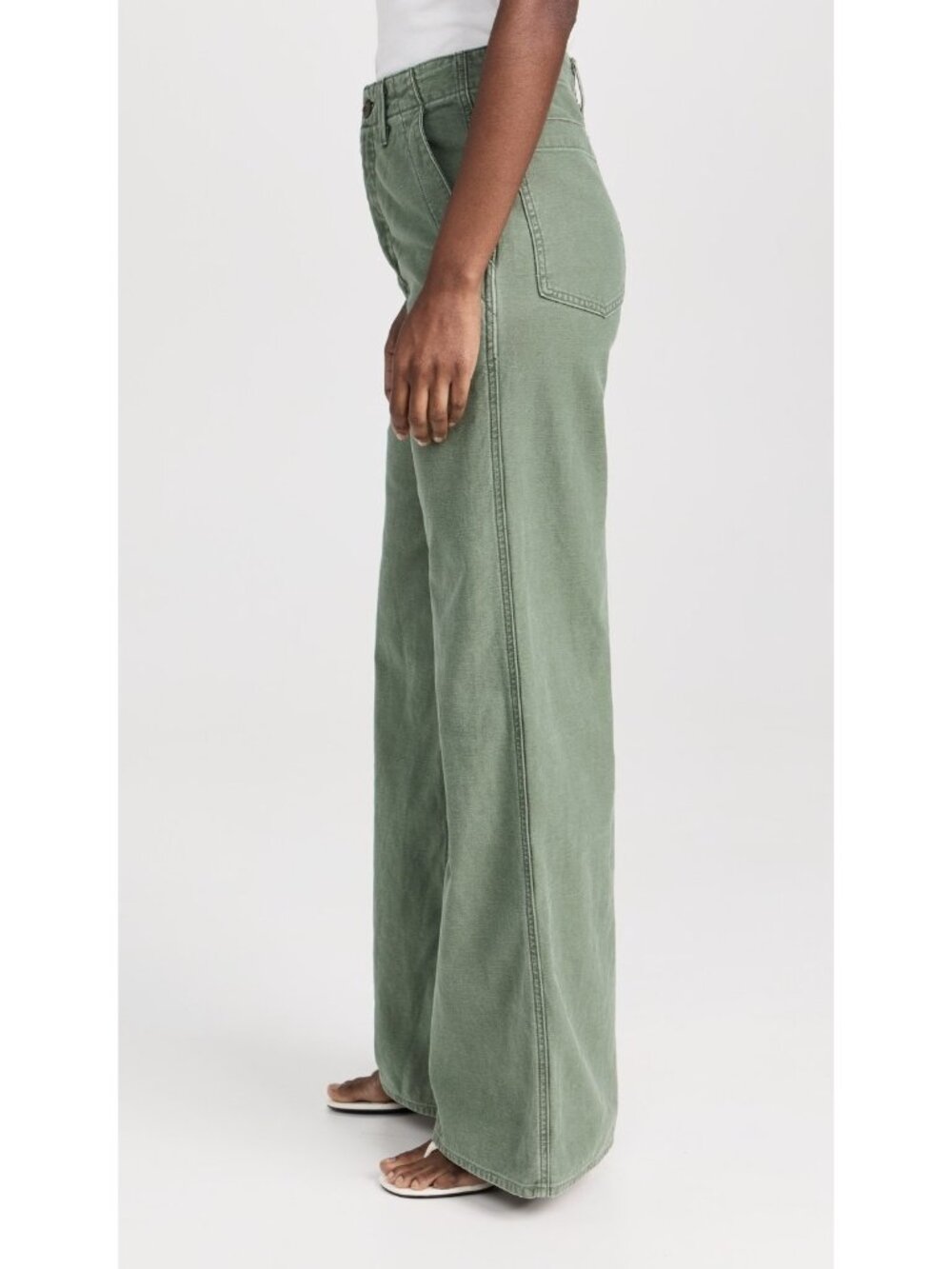 MOTHER The Major Roller Sneak Women High Waist Wide Leg Pants Green Sz 27 / US 4 - Picture 3 of 7